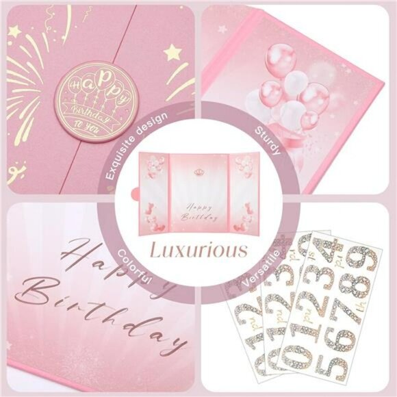 Pink Gold Birthday Guestbook Sign In Board Party Decoration Keepsake Display - Picture 3 of 8